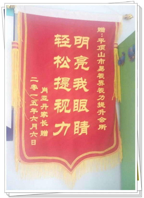 易視界榮獲家長(cháng)贈送的錦旗